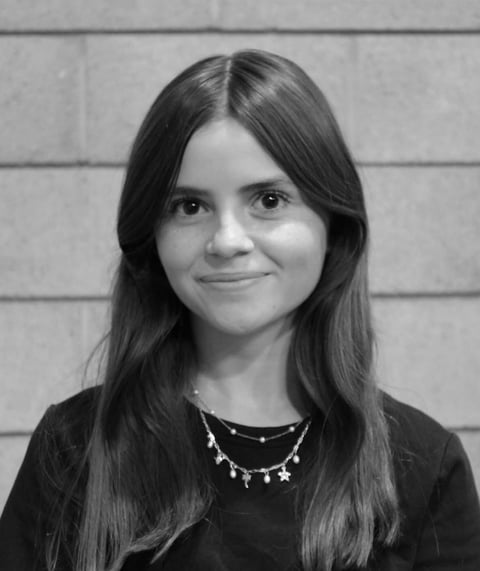 Black and white portrait of a woman with long dark hair